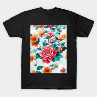 colorful floral trees abstract soft paint roses style unique T-Shirt